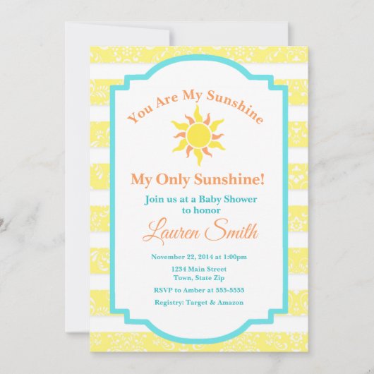 Sunshine Baby shower Invitation Sun Boy Kaart (Voorkant)