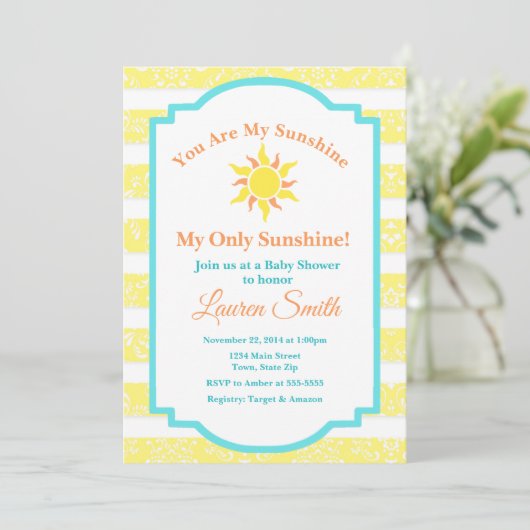 Sunshine Baby shower Invitation Sun Boy Kaart (Staand voorkant)