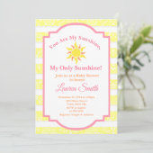Sunshine Baby shower Invitation Sun Girl Kaart (Staand voorkant)