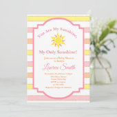 Sunshine Baby shower Invitation Sun Girl Kaart (Staand voorkant)