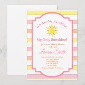 Sunshine Baby shower Invitation Sun Girl Kaart (Voorkant / Achterkant)