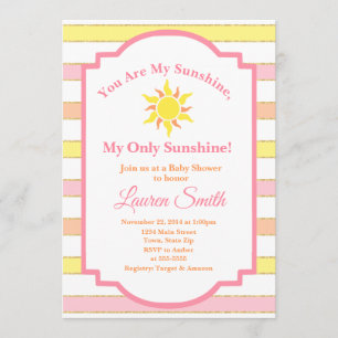 Sunshine Baby shower Invitation Sun Girl Kaart