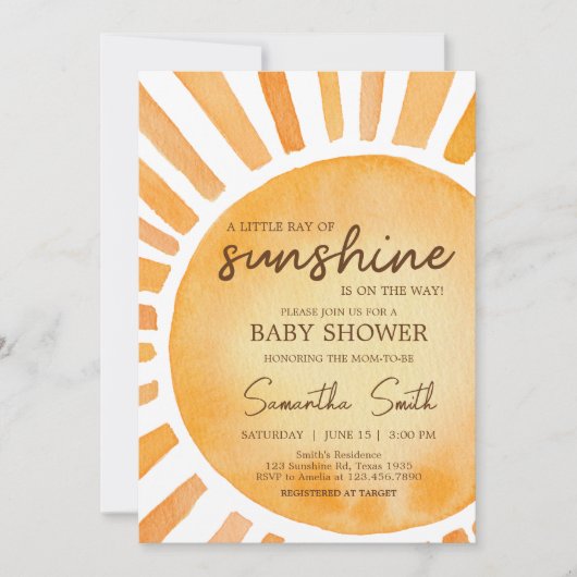 Sunshine Baby shower Kaart (Voorkant)
