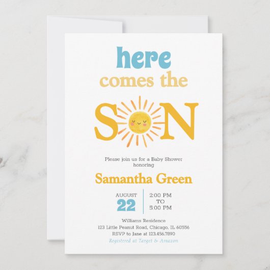 Sunshine Baby shower Kaart (Voorkant)