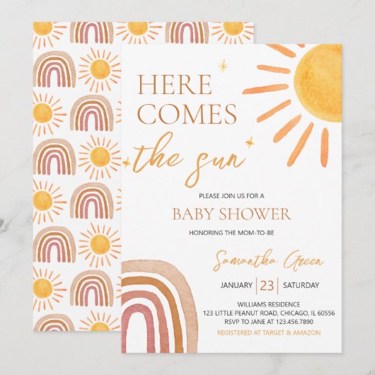 Sunshine Baby shower Kaart (Voorkant / Achterkant)