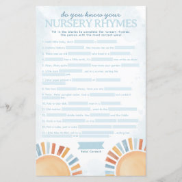 Sunshine Baby shower kinderkamer rijm spel