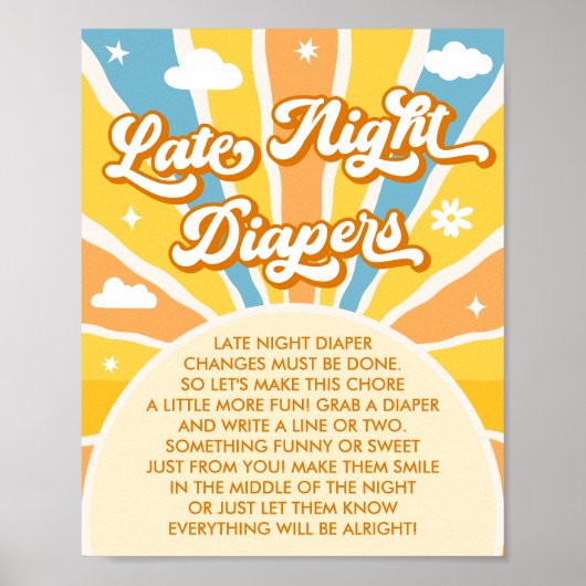 Sunshine Baby shower Late Night Luiers Game Poster (Voorkant)