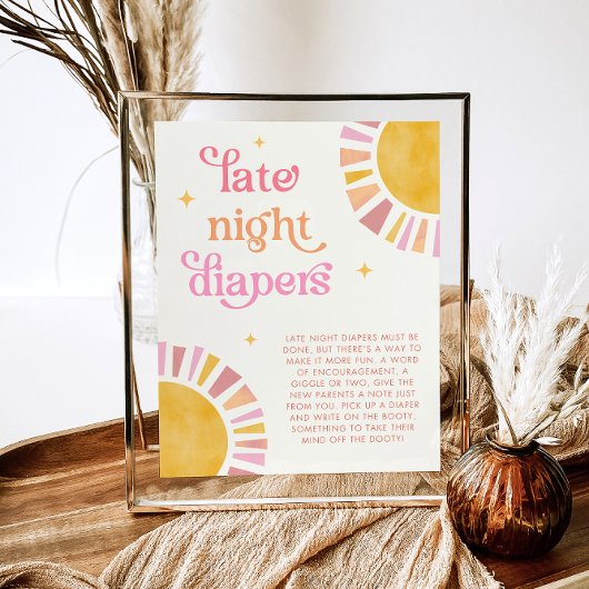 Sunshine Baby shower Late Night Luiers Spelbord Poster