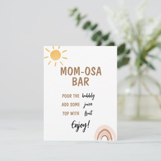 Sunshine Baby shower Mimosa Bar Teken Kaart (Staand voorkant)