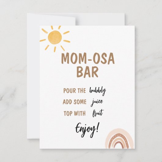 Sunshine Baby shower Mimosa Bar Teken Kaart (Voorkant)
