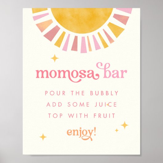 Sunshine Baby shower Momosa Bar Sign Poster (Voorkant)