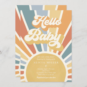Sunshine Baby shower Muted Boho Retro Sunshine Kaart