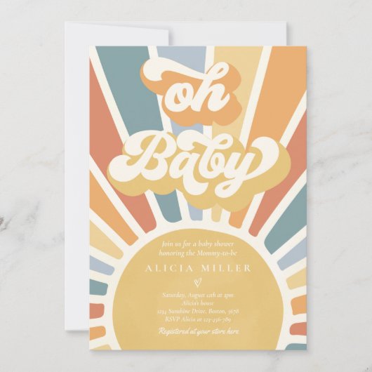 Sunshine Baby shower Muted Boho Retro Sunshine Kaart (Voorkant)