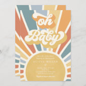 Sunshine Baby shower Muted Boho Retro Sunshine Kaart (Voorkant / Achterkant)