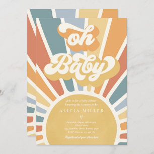 Sunshine Baby shower Muted Boho Retro Sunshine Kaart