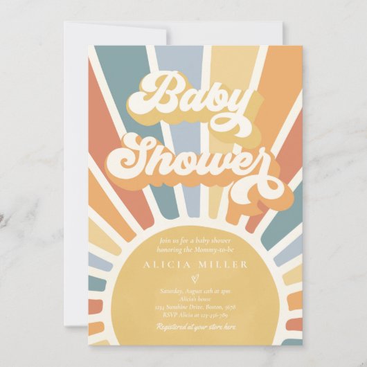 Sunshine Baby shower Muted Boho Retro Sunshine Kaart (Voorkant)