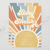Sunshine Baby shower Muted Boho Retro Sunshine Kaart (Voorkant / Achterkant)