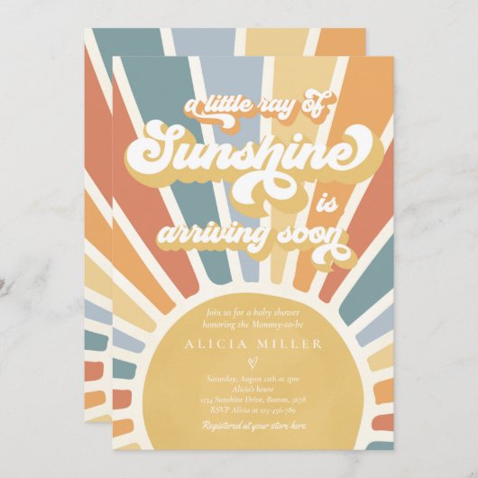 Sunshine Baby shower Muted Boho Retro Sunshine Kaart (Voorkant / Achterkant)