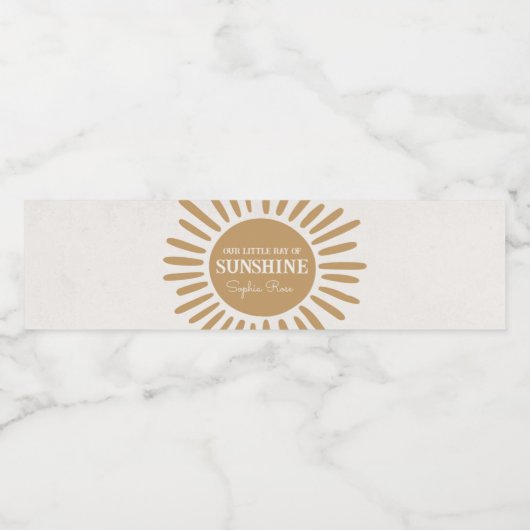 Sunshine Baby shower of Verjaardagsflesverpakking Waterfles Etiket (Enkel label)