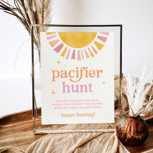 Sunshine Baby shower Pacifier Hunt Spelbord Poster