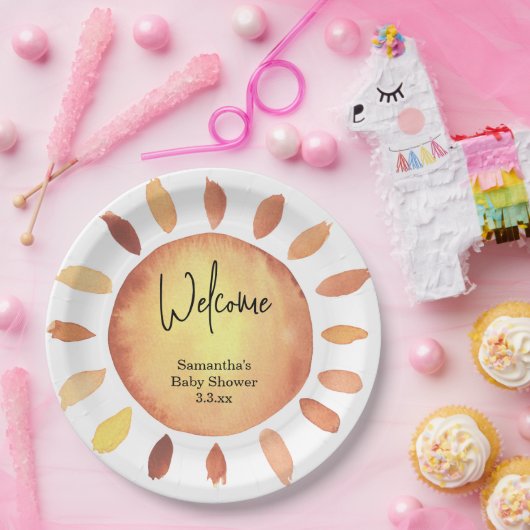 Sunshine baby shower papieren bordje (Feest)