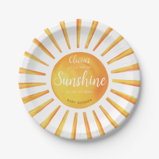 Sunshine Baby shower Papieren Bordje (Voorkant)