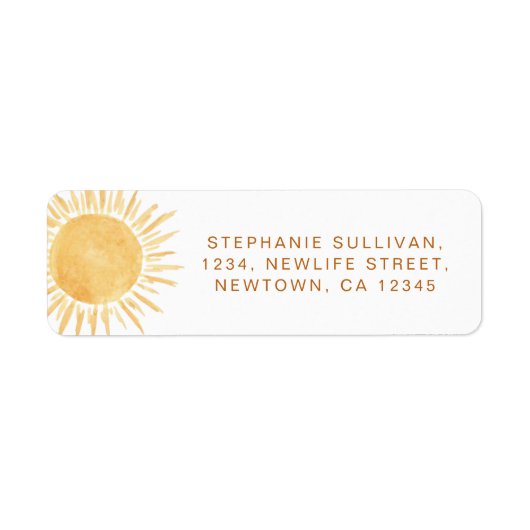 Sunshine Baby shower Return Address Etiket (Voorkant)