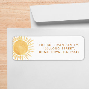 Sunshine Baby shower Return Address Etiket