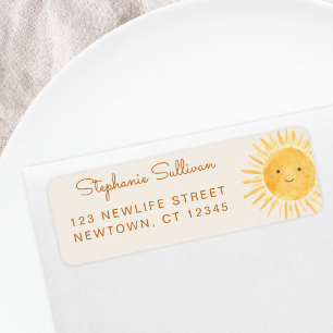 Sunshine Baby shower Return Address Etiket
