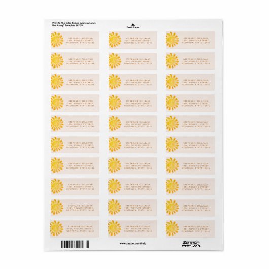Sunshine Baby shower Return Address Etiket (Full Sheet)