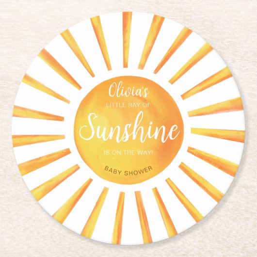 Sunshine Baby shower Ronde Kartonnen Onderzetter (Voorkant)