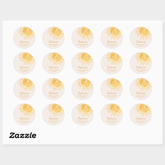 Sunshine Baby shower Ronde Sticker (Vel)