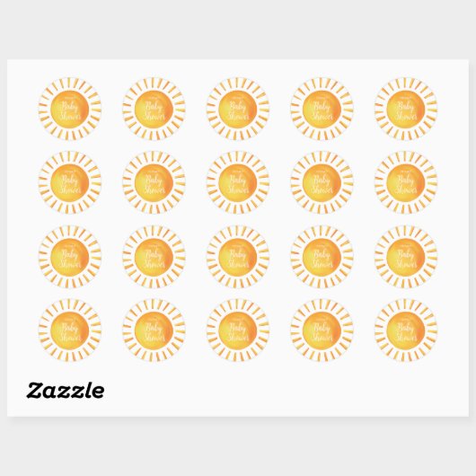 Sunshine Baby shower Ronde Sticker (Vel)