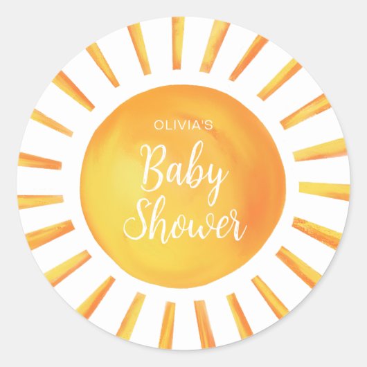 Sunshine Baby shower Ronde Sticker (Voorkant)