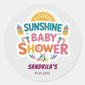  Sunshine Baby Shower Ronde Sticker (Voorkant)