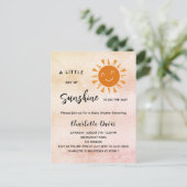 Sunshine Baby shower roze zon Uitnodiging Briefkaart (Staand voorkant)