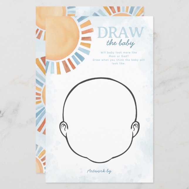 Sunshine Baby shower Teken de Baby spel (Voorkant / Achterkant)