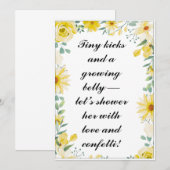 Sunshine Baby shower Uitnodigen | Bewerkbare gele Aankondiging (Voorkant / Achterkant)