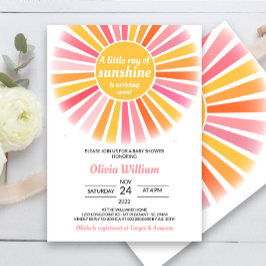 Sunshine Baby shower uitnodiging, een beetje straa Kaart