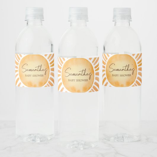 Sunshine Baby shower Waterfles Etiket (Flessen)