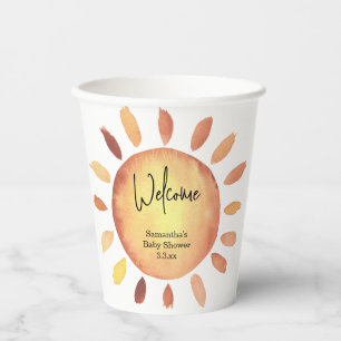 Sunshine baby shower welkom papieren bekers