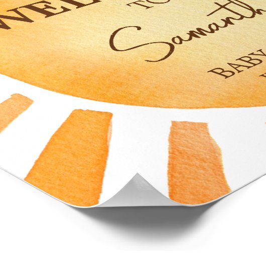 Sunshine Baby shower Welkom Poster (Hoek)