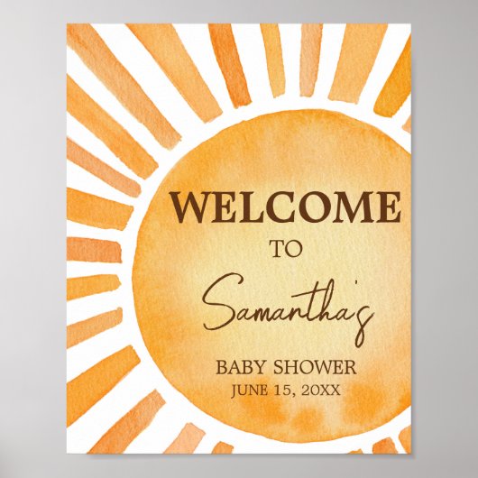 Sunshine Baby shower Welkom Poster (Voorkant)