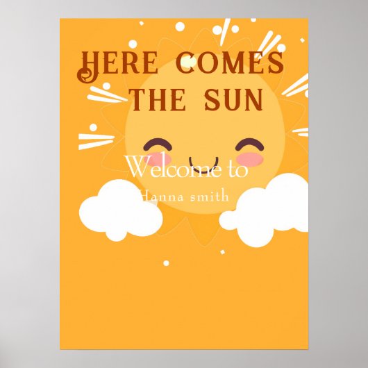Sunshine baby shower welkomstbord poster (Voorkant)