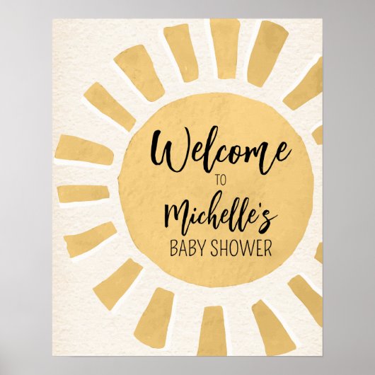 Sunshine Baby shower WelkomstPoster Poster (Voorkant)