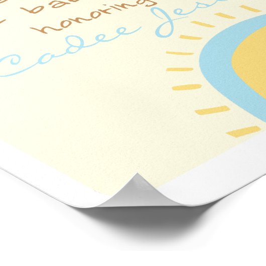 Sunshine Baby shower Welkomstteken Poster (Hoek)
