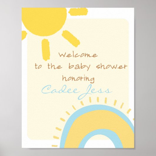 Sunshine Baby shower Welkomstteken Poster (Voorkant)