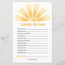 Sunshine Baby shower wensen voor Baby