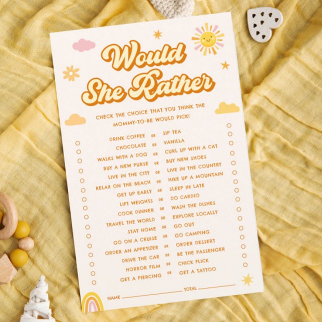 Sunshine Baby shower zou ze liever spel (Creator heeft geüpload)