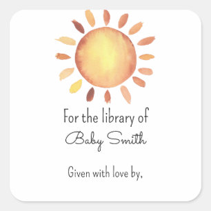 Sunshine - baby showers boekenplaat vierkante sticker